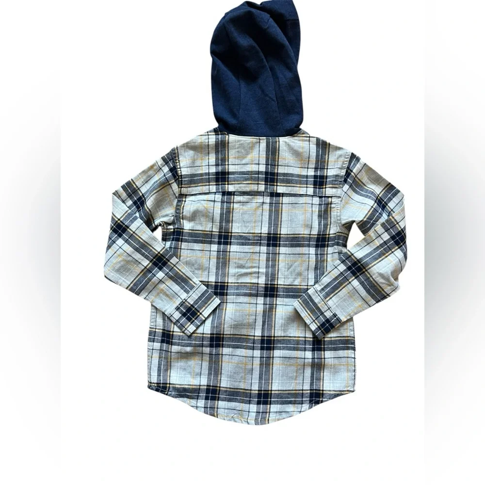 Carter’s Boys Blue Plaid Button Down Hoodie | 5 NWT